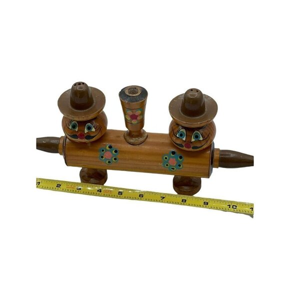 Vtg Mexico Salt & Pepper Shakers Toothpick Holder Rolling Pin Display Colorful - Picture 9 of 9